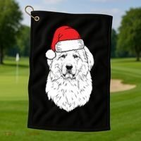 Santa Great Pyrenees Dog Ugly Christmas Meaningful Gift Golf Towel thumb 1