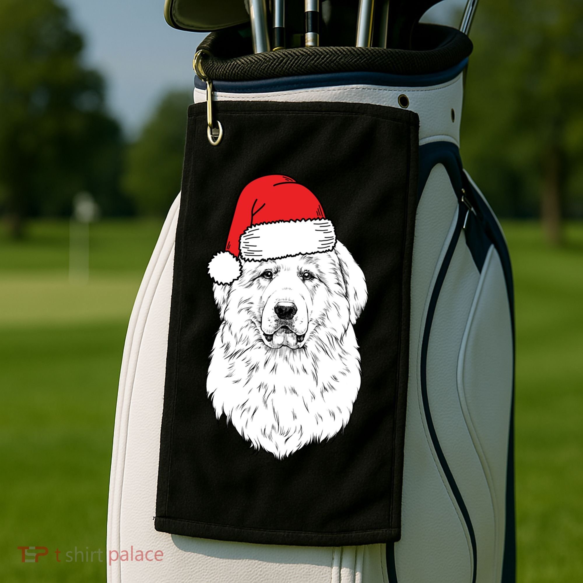 Santa Great Pyrenees Dog Ugly Christmas Meaningful Gift Golf Towel