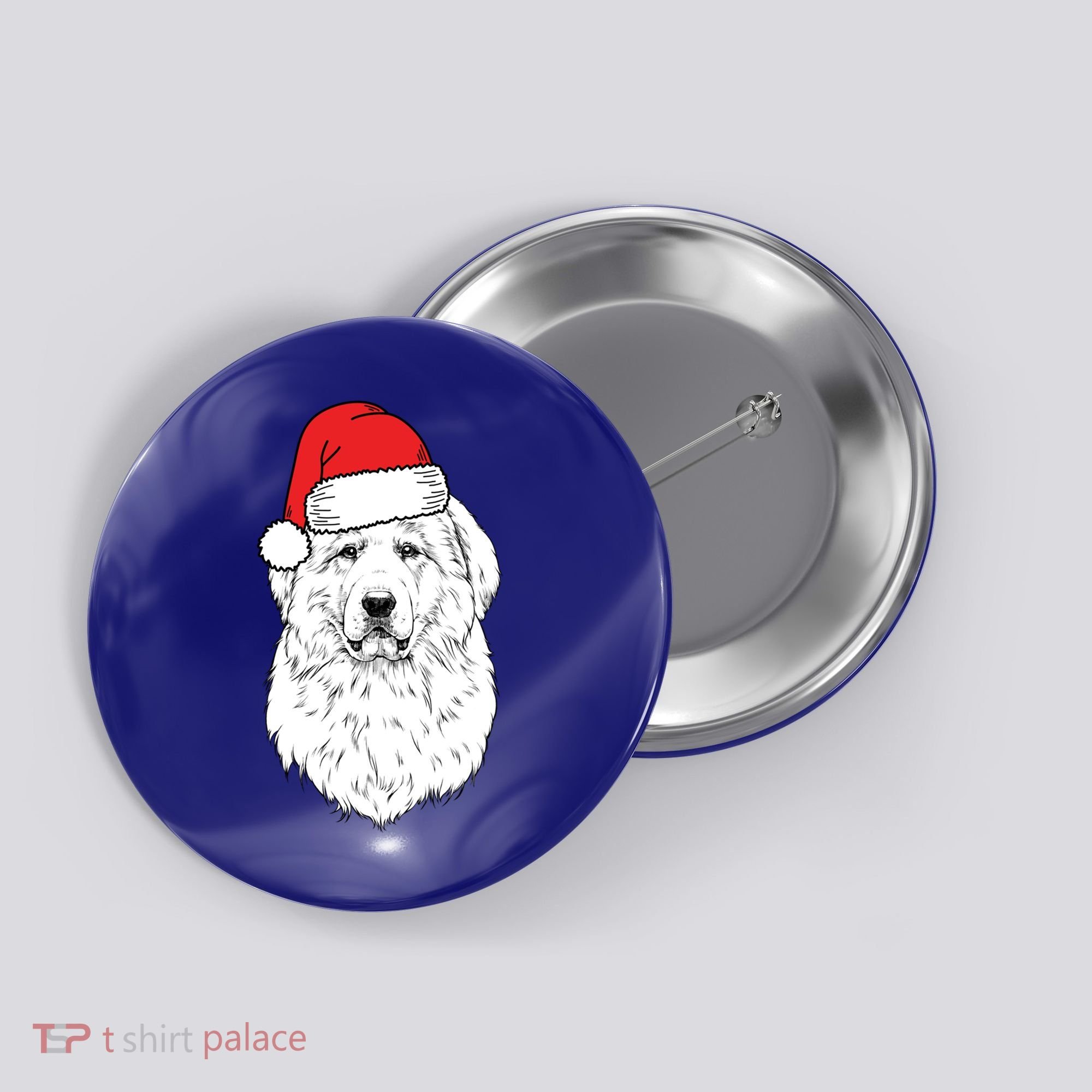 Santa Great Pyrenees Dog Ugly Christmas Meaningful Gift Button