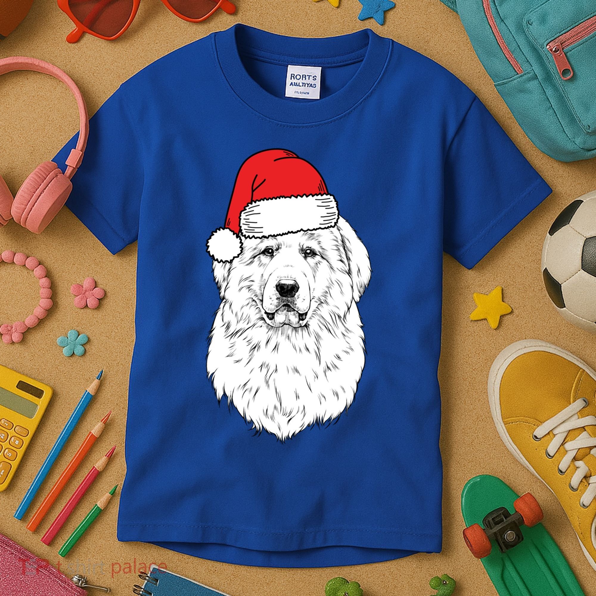 Santa Great Pyrenees Dog Ugly Christmas Meaningful Gift Kids T-Shirt