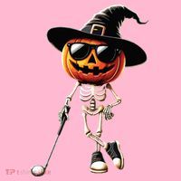 Skeleton Golf Pumpkin Golfing Golfer Halloween Costume Idea Coaster thumb 2