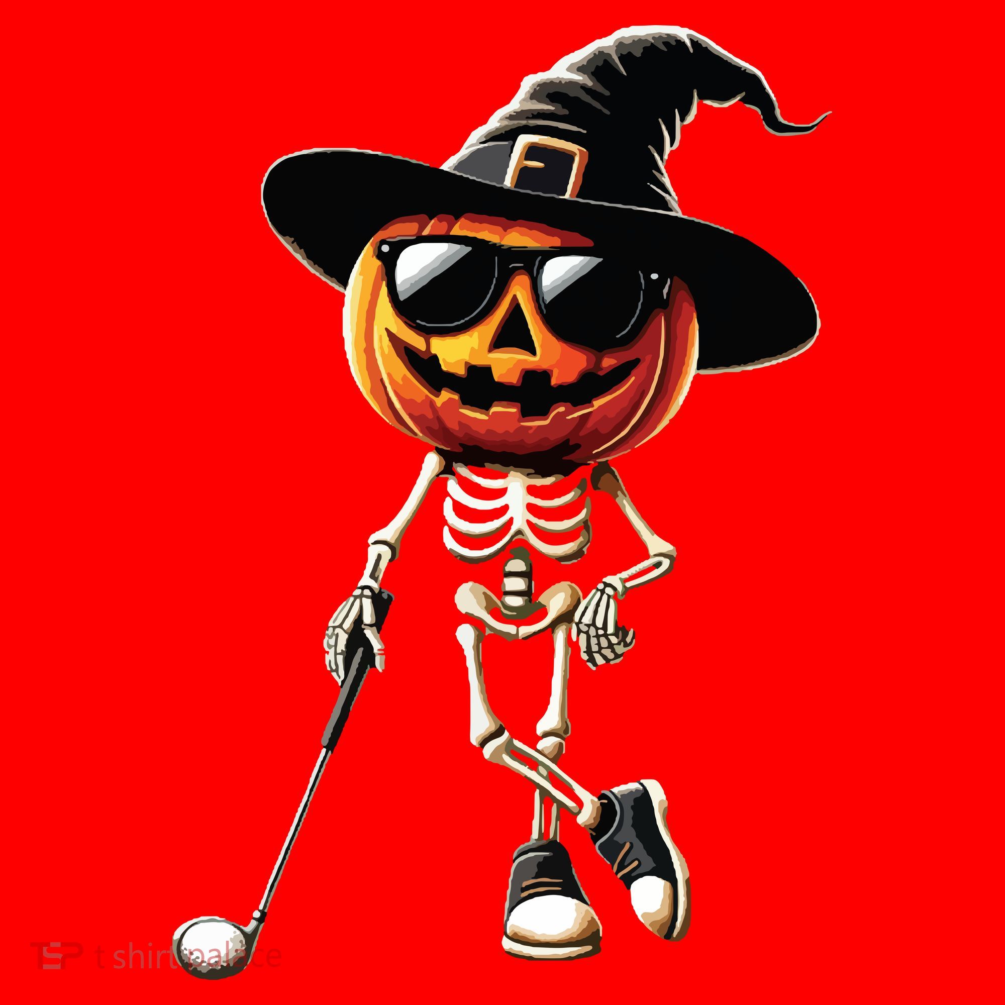 Skeleton Golf Pumpkin Golfing Golfer Halloween Costume Idea Santa Hat