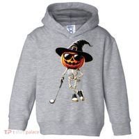 Skeleton Golf Pumpkin Golfing Golfer Halloween Costume Idea Toddler Hoodie thumb 0