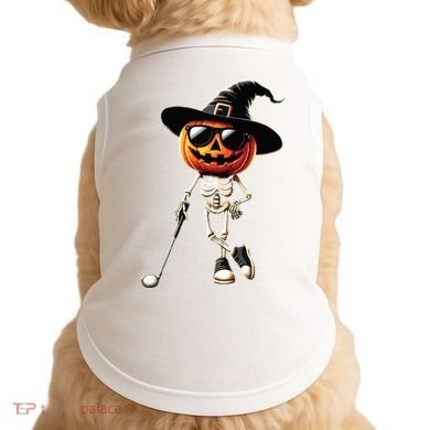 Skeleton Golf Pumpkin Golfing Golfer Halloween Costume Idea Doggie Tank