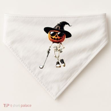 Skeleton Golf Pumpkin Golfing Golfer Halloween Costume Idea USA-Made Doggie Bandana