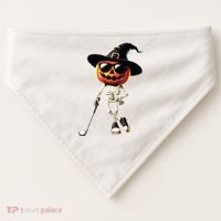 Skeleton Golf Pumpkin Golfing Golfer Halloween Costume Idea USA-Made Doggie Bandana thumb 0