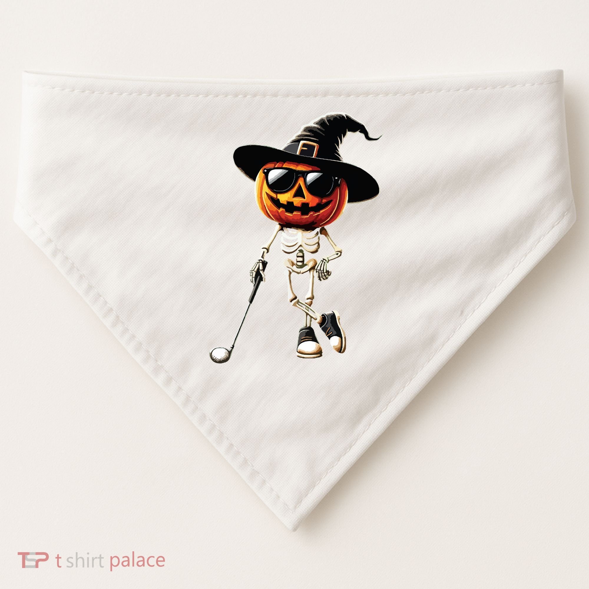Skeleton Golf Pumpkin Golfing Golfer Halloween Costume Idea USA-Made Doggie Bandana