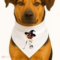 Skeleton Golf Pumpkin Golfing Golfer Halloween Costume Idea USA-Made Doggie Bandana thumb 1