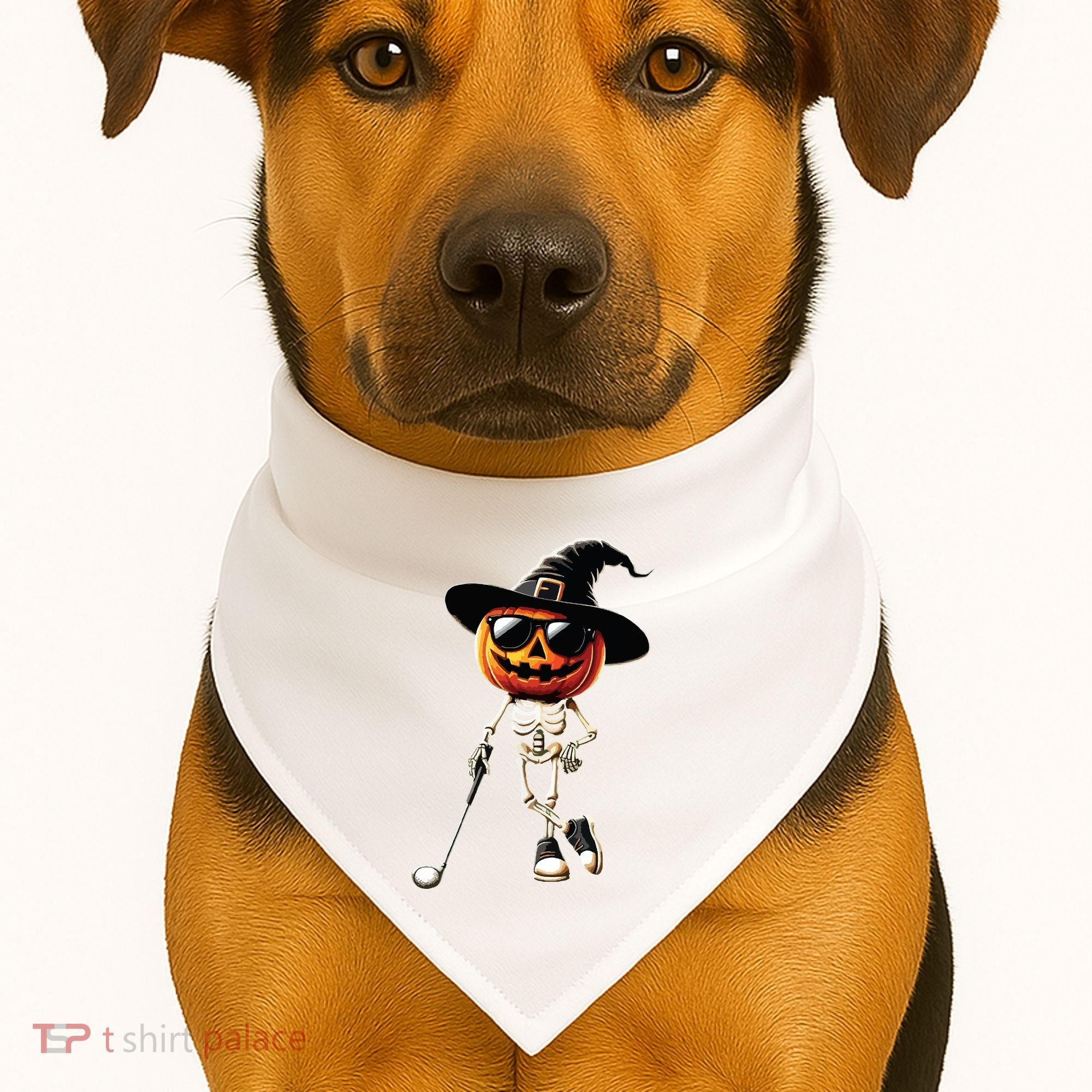 Skeleton Golf Pumpkin Golfing Golfer Halloween Costume Idea USA-Made Doggie Bandana