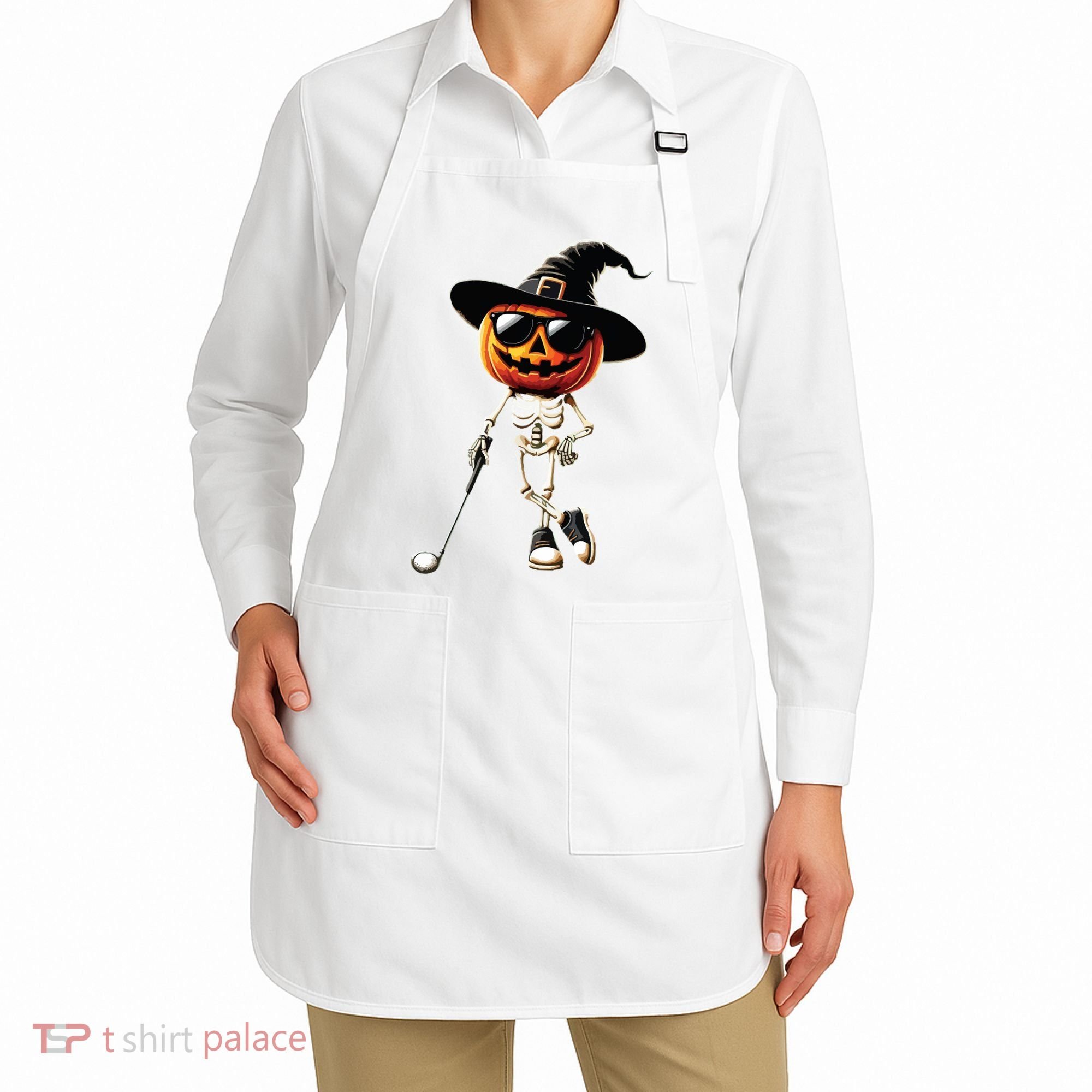 Skeleton Golf Pumpkin Golfing Golfer Halloween Costume Idea Apron