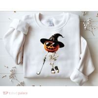 Skeleton Golf Pumpkin Golfing Golfer Halloween Costume Idea Sweatshirt thumb 2