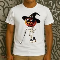 Skeleton Golf Pumpkin Golfing Golfer Halloween Costume Idea T-Shirt thumb 3