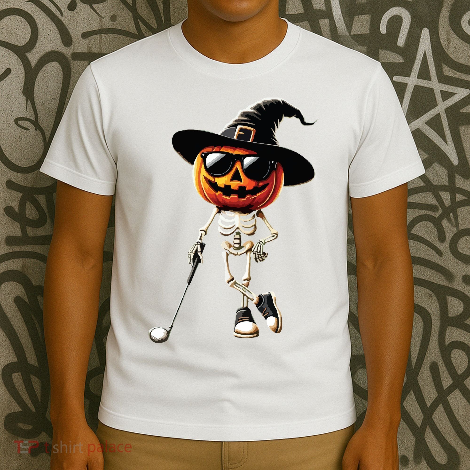 Skeleton Golf Pumpkin Golfing Golfer Halloween Costume Idea T-Shirt
