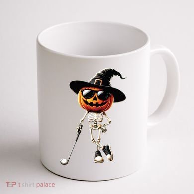 Skeleton Golf Pumpkin Golfing Golfer Halloween Costume Idea Coffee Mug back