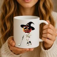 Skeleton Golf Pumpkin Golfing Golfer Halloween Costume Idea Coffee Mug thumb 3