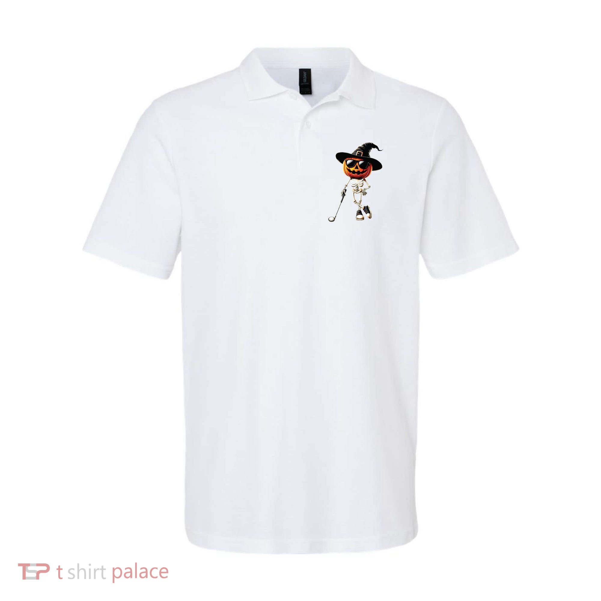 Skeleton Golf Pumpkin Golfing Golfer Halloween Costume Idea Polo
