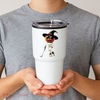 Skeleton Golf Pumpkin Golfing Golfer Halloween Costume Idea Tumbler thumb 2
