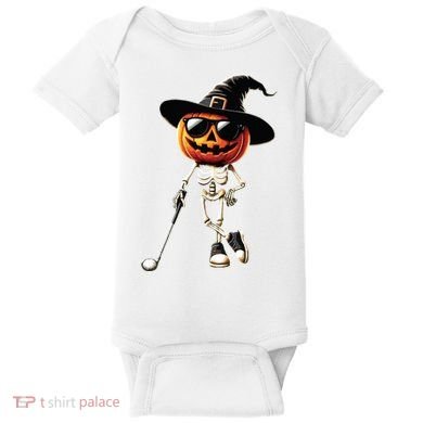 Skeleton Golf Pumpkin Golfing Golfer Halloween Costume Idea Baby Bodysuit
