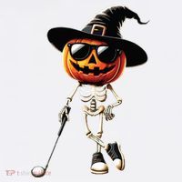 Skeleton Golf Pumpkin Golfing Golfer Halloween Costume Idea Baby Bodysuit thumb 2