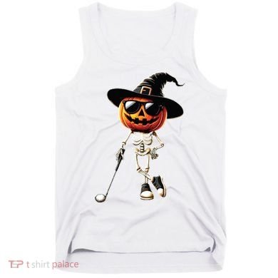 Skeleton Golf Pumpkin Golfing Golfer Halloween Costume Idea Tank Top