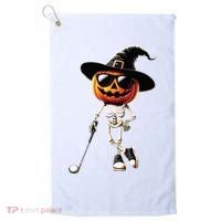 Skeleton Golf Pumpkin Golfing Golfer Halloween Costume Idea Golf Towel thumb 0