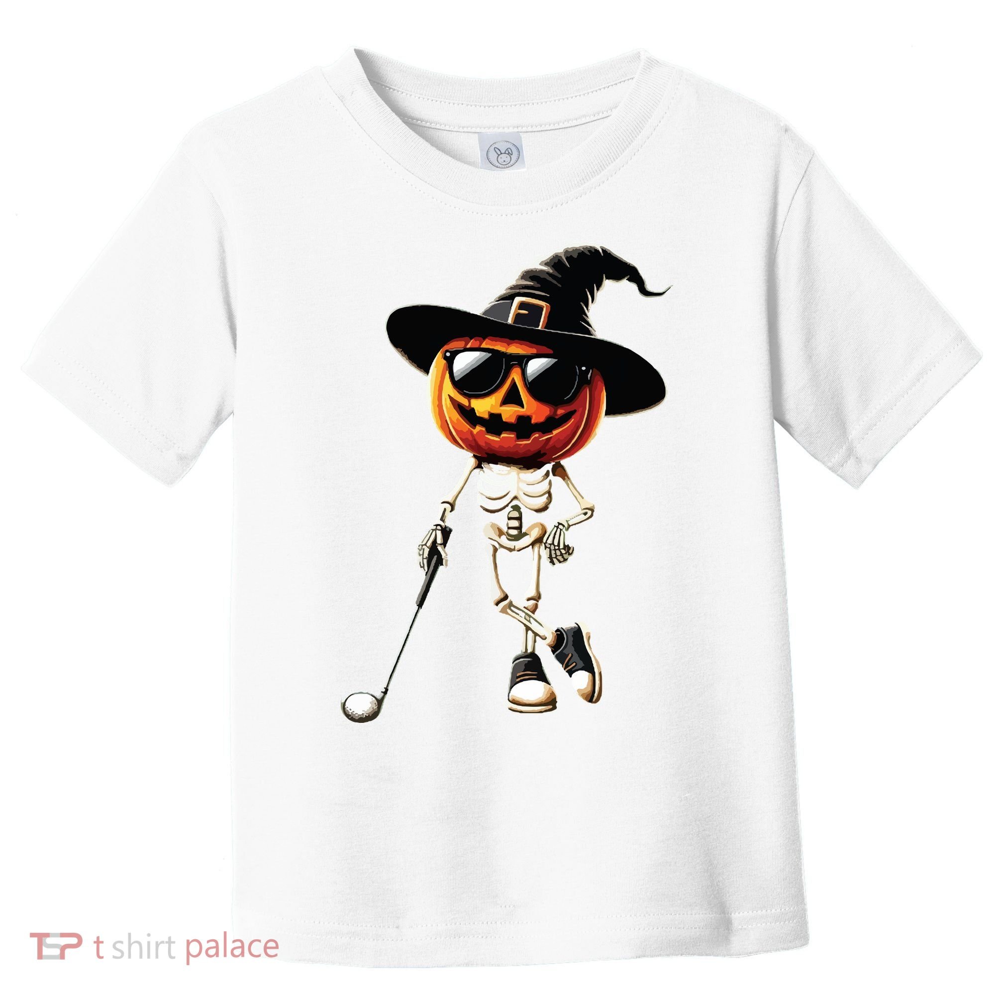 Skeleton Golf Pumpkin Golfing Golfer Halloween Costume Idea Toddler T-Shirt