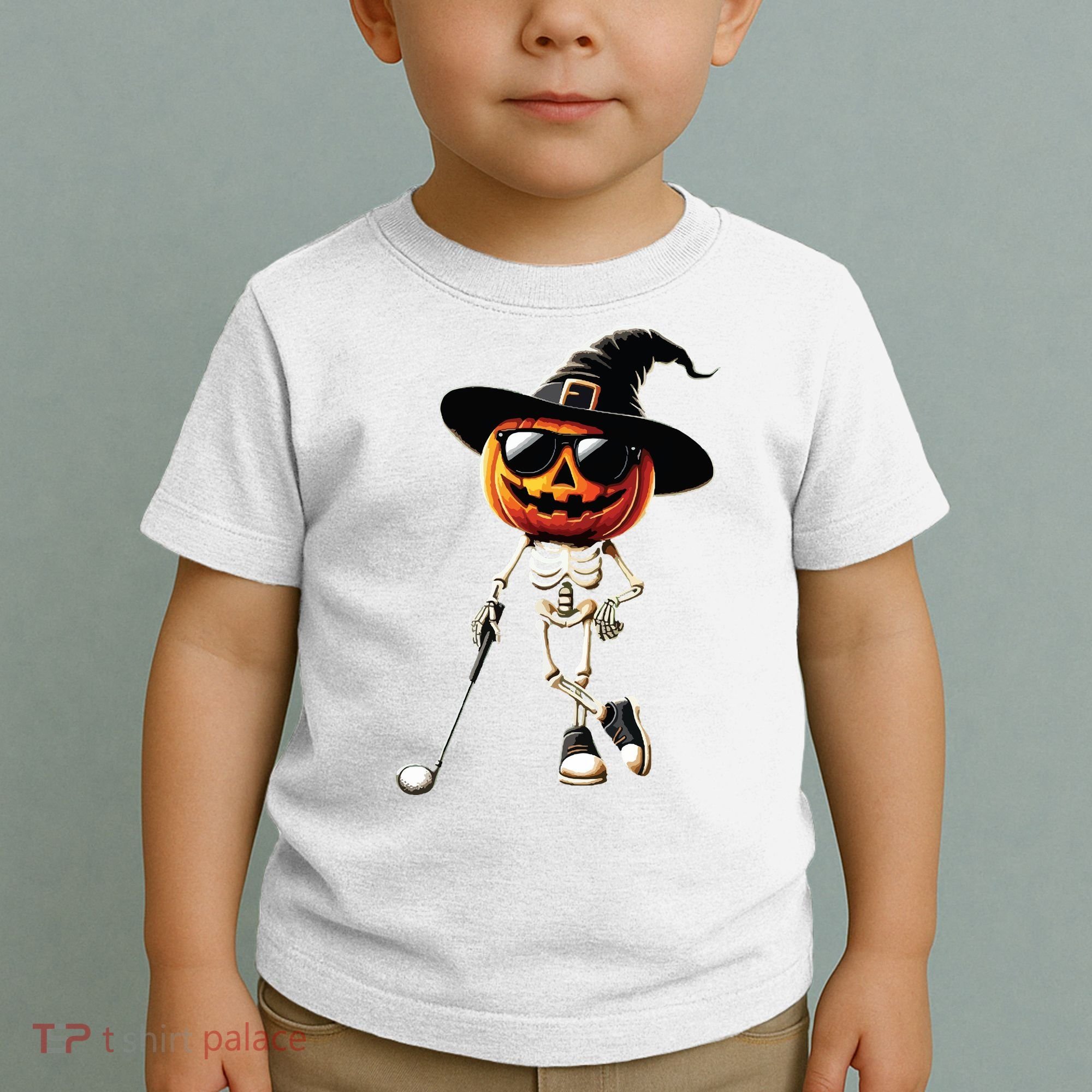 Skeleton Golf Pumpkin Golfing Golfer Halloween Costume Idea Toddler T-Shirt