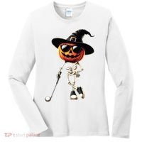 Skeleton Golf Pumpkin Golfing Golfer Halloween Costume Idea Women's Long Sleeve Shirt thumb 0