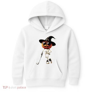 Skeleton Golf Pumpkin Golfing Golfer Halloween Costume Idea Kids Hoodie