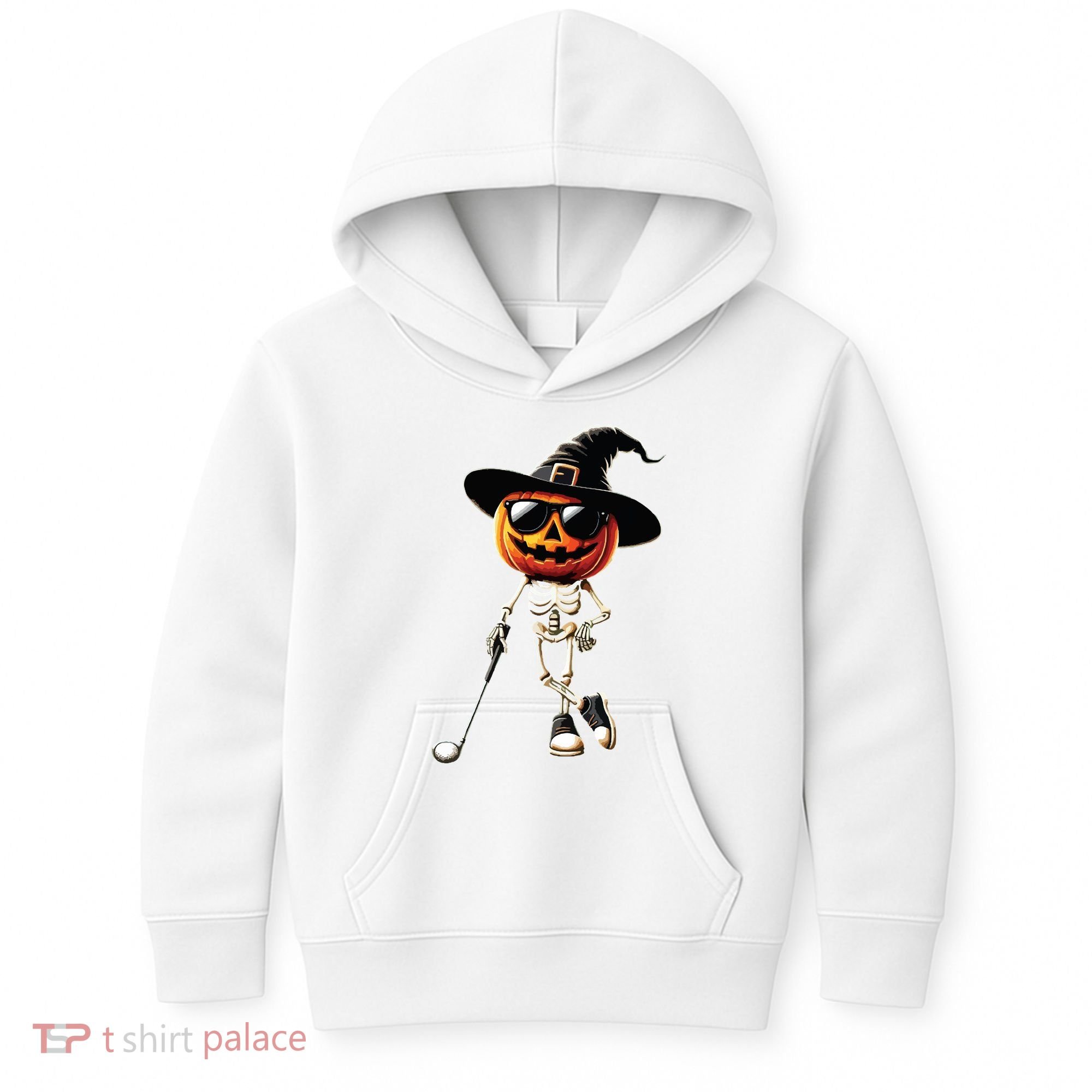 Skeleton Golf Pumpkin Golfing Golfer Halloween Costume Idea Kids Hoodie