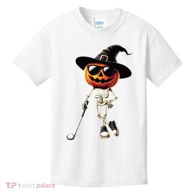 Skeleton Golf Pumpkin Golfing Golfer Halloween Costume Idea Kids T-Shirt