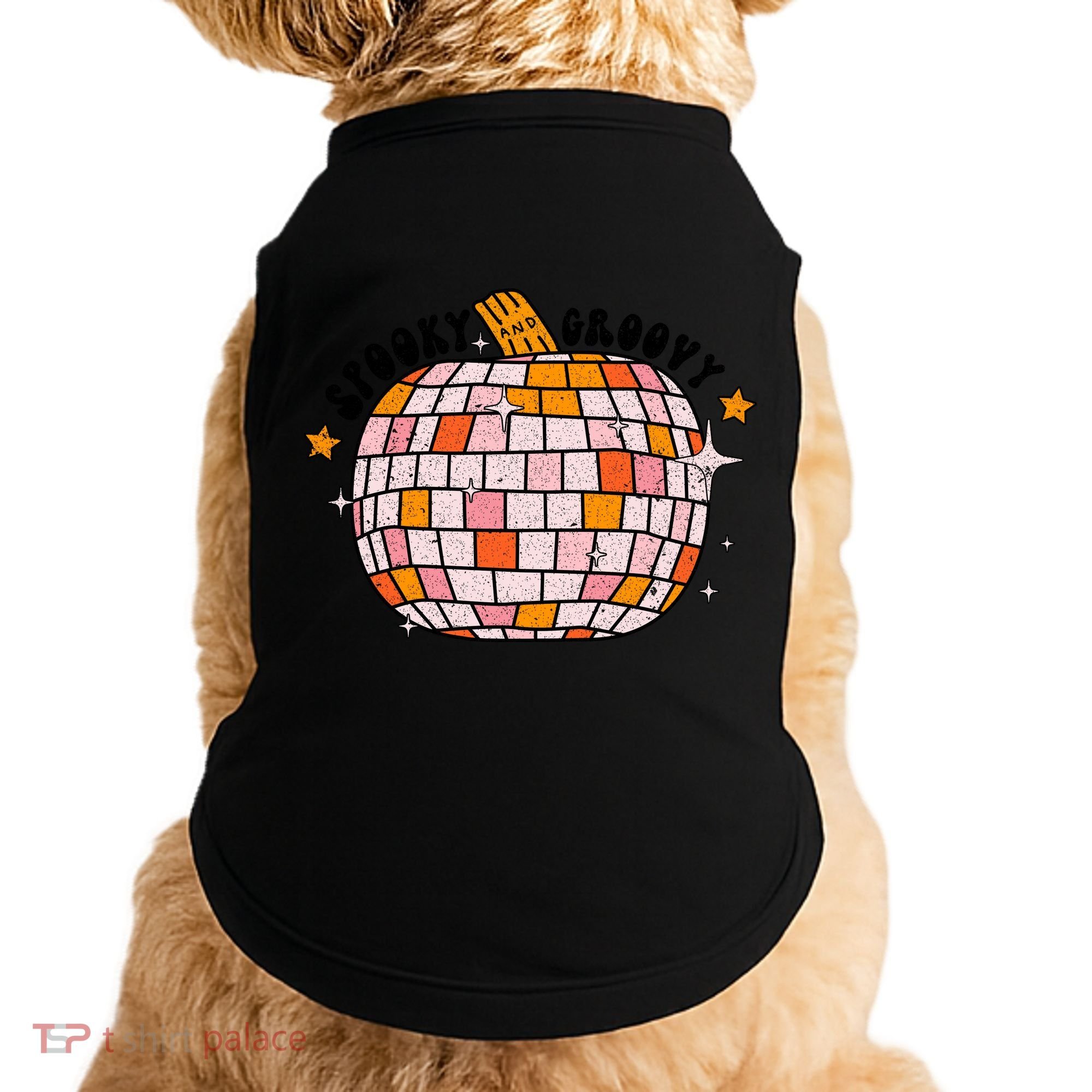 Spooky Groovy Pumpkin Halloween Day Retro Halloween Doggie Tank