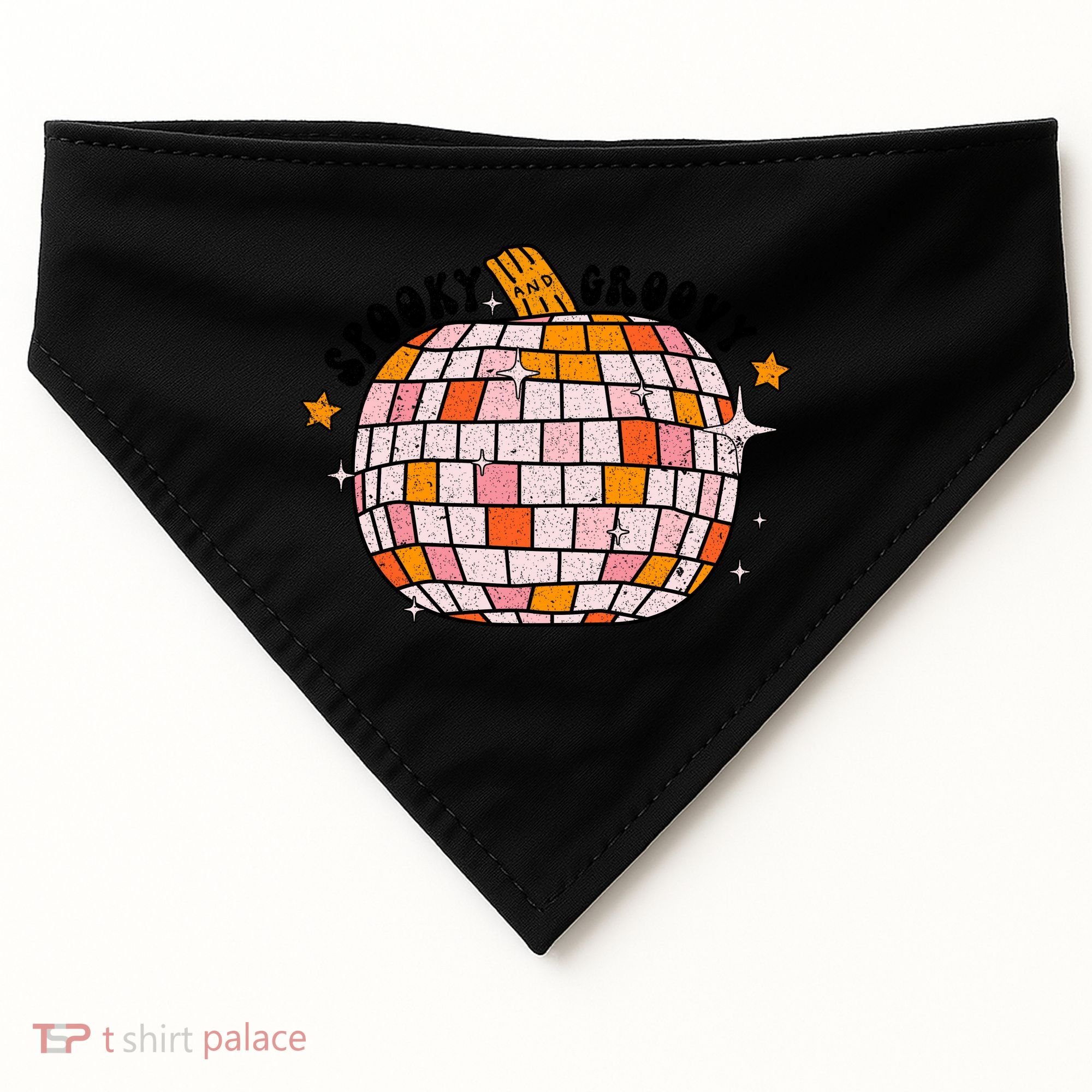 Spooky Groovy Pumpkin Halloween Day Retro Halloween USA-Made Doggie Bandana