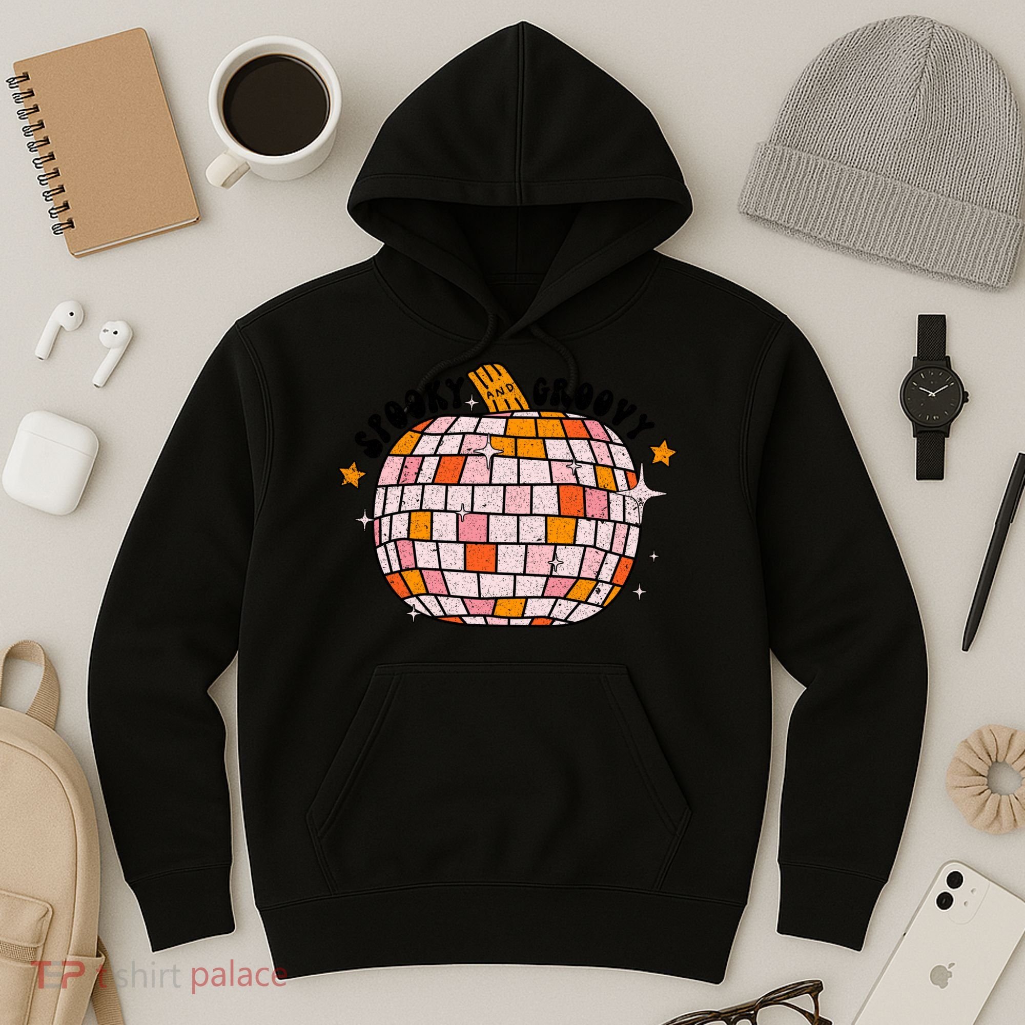 Spooky Groovy Pumpkin Halloween Day Retro Halloween Hoodie