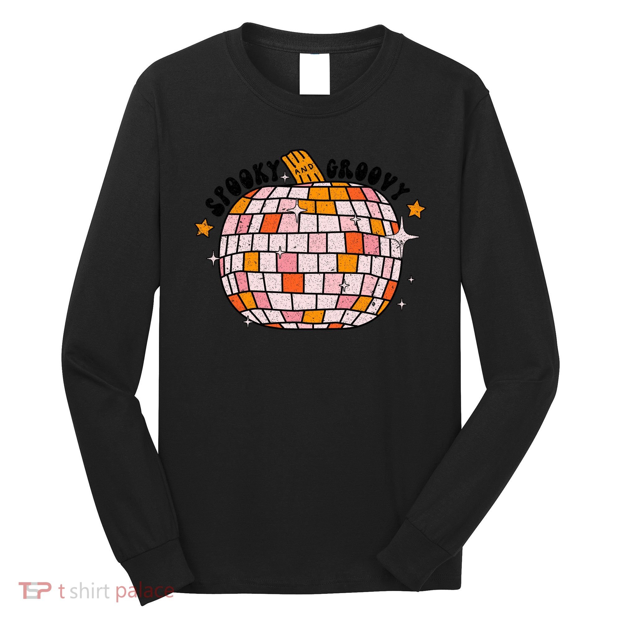 Spooky Groovy Pumpkin Halloween Day Retro Halloween Long Sleeve Shirt