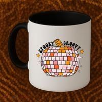 Spooky Groovy Pumpkin Halloween Day Retro Halloween Coffee Mug thumb 2