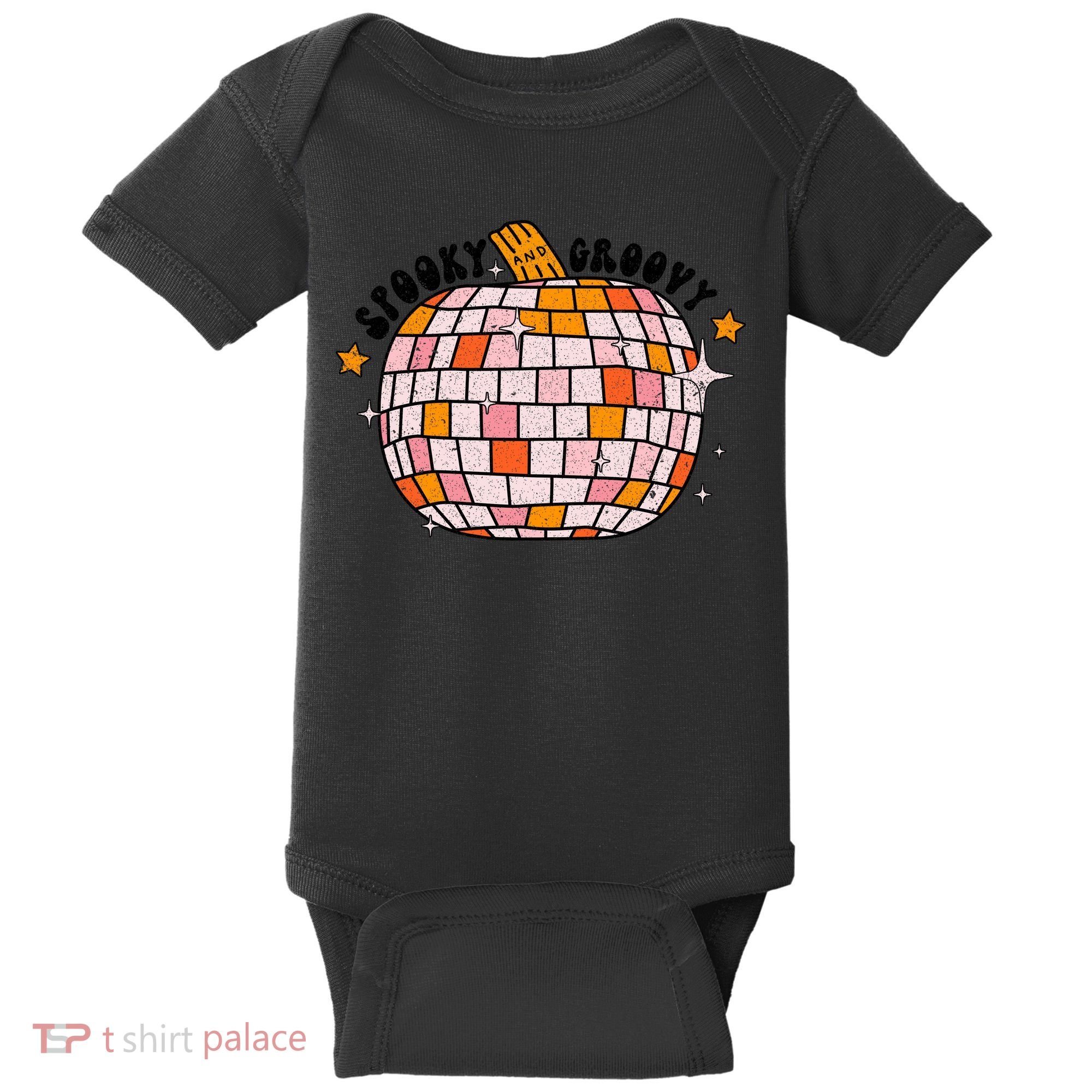 Spooky Groovy Pumpkin Halloween Day Retro Halloween Baby Bodysuit