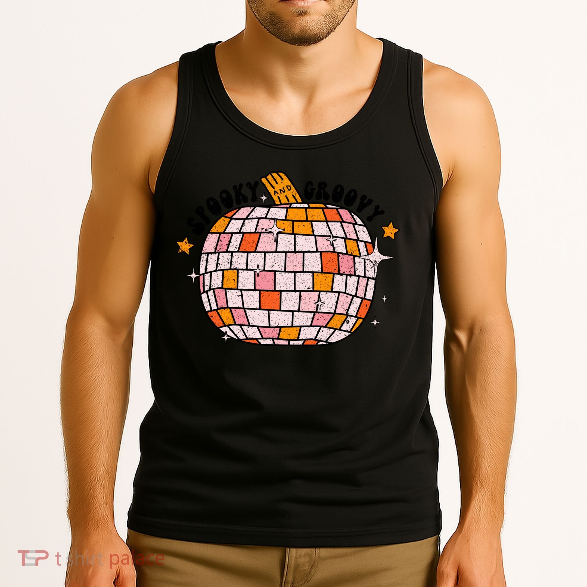 Spooky Groovy Pumpkin Halloween Day Retro Halloween Tank Top