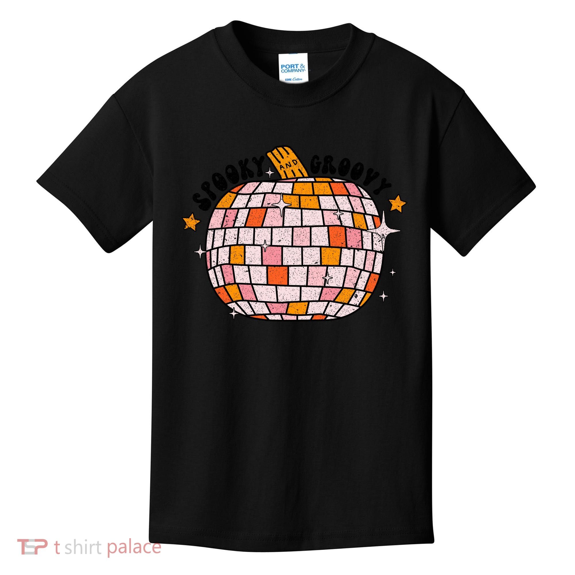 Spooky Groovy Pumpkin Halloween Day Retro Halloween Kids T-Shirt