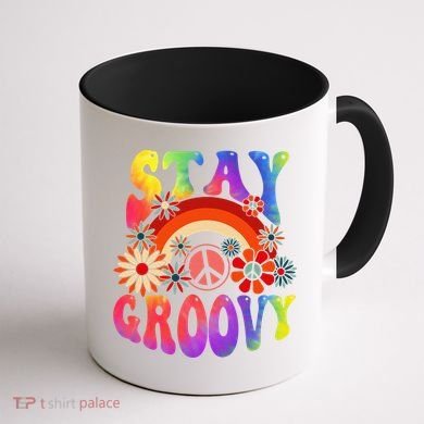 Stay Groovy Peace Sign Halloween Coffee Mug back