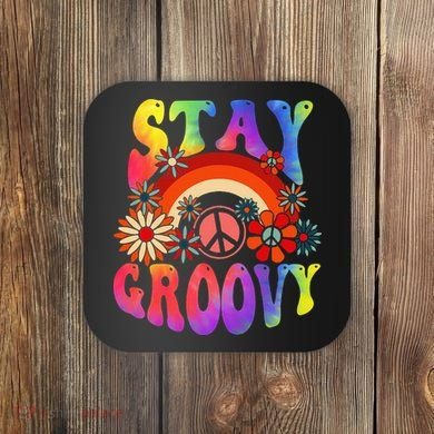 Stay Groovy Peace Sign Halloween Coaster