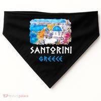 Santorini Greece Painting Souvenir USA-Made Doggie Bandana thumb 0