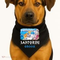 Santorini Greece Painting Souvenir USA-Made Doggie Bandana thumb 1
