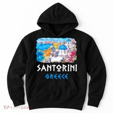 Santorini Greece Painting Souvenir Hoodie