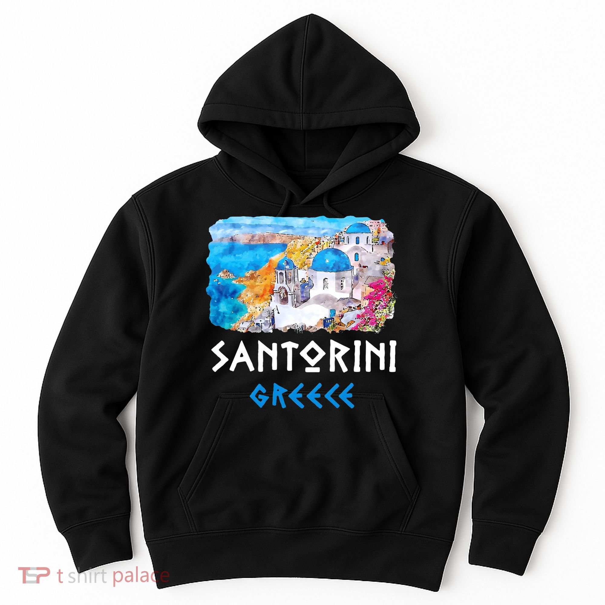 Santorini Greece Painting Souvenir Hoodie