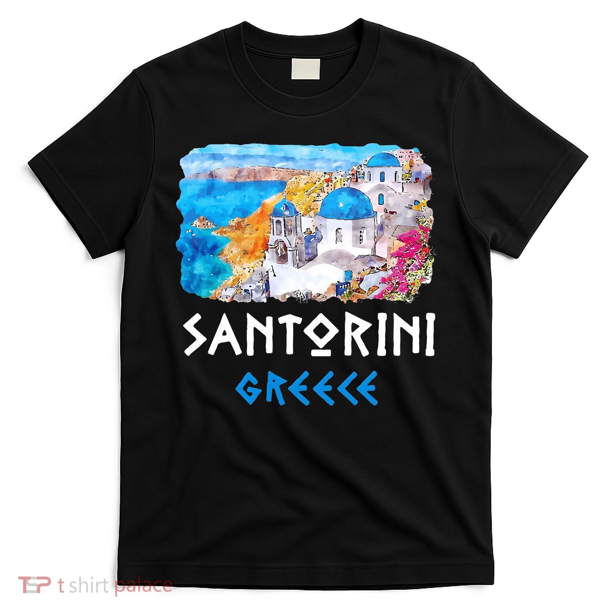Santorini Greece Painting Souvenir T-Shirt