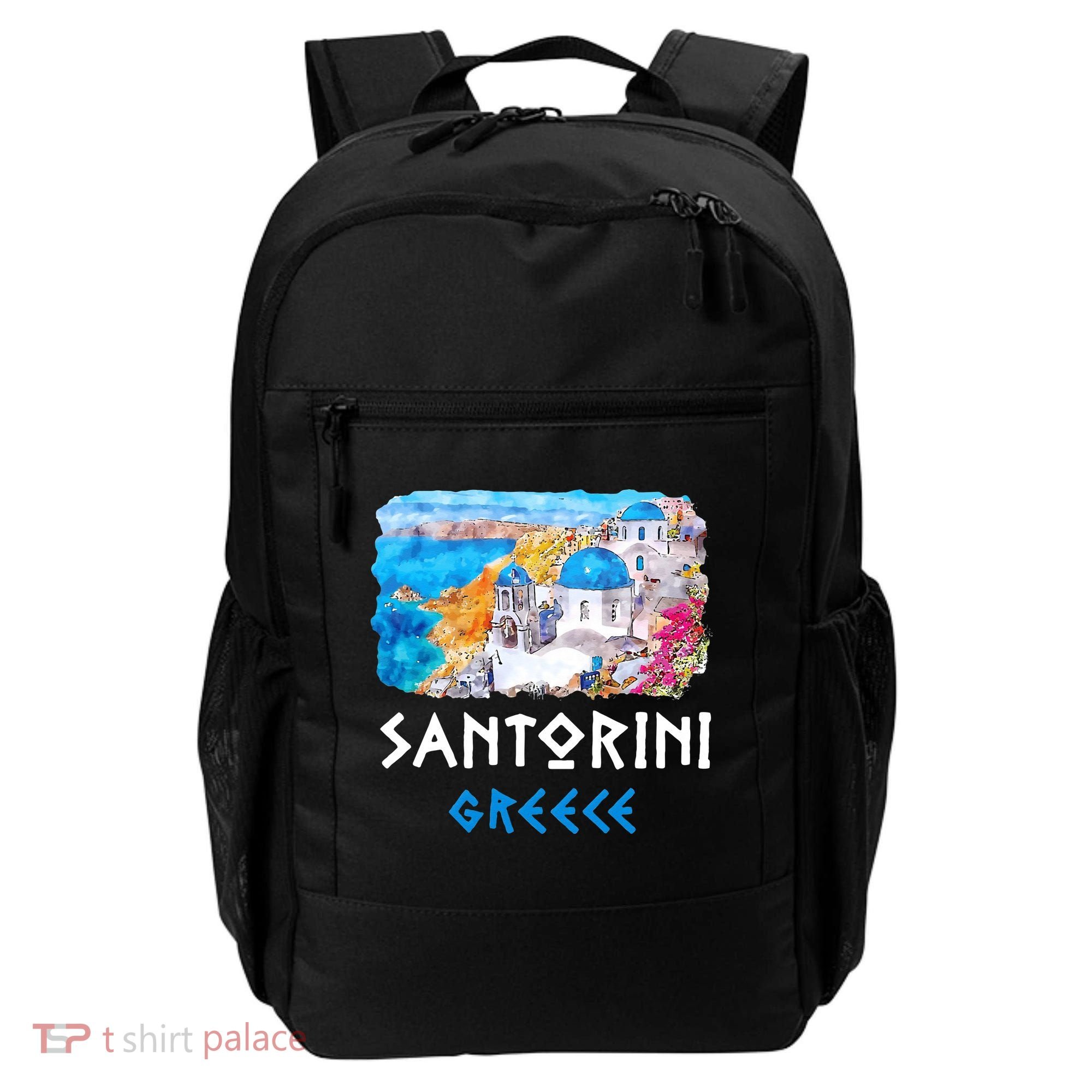 Santorini Greece Painting Souvenir Backpack