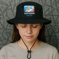 Santorini Greece Painting Souvenir Bucket Hat thumb 3