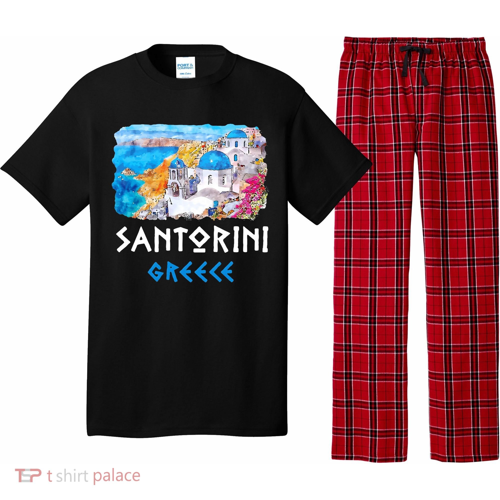 Santorini Greece Painting Souvenir Pajama Set