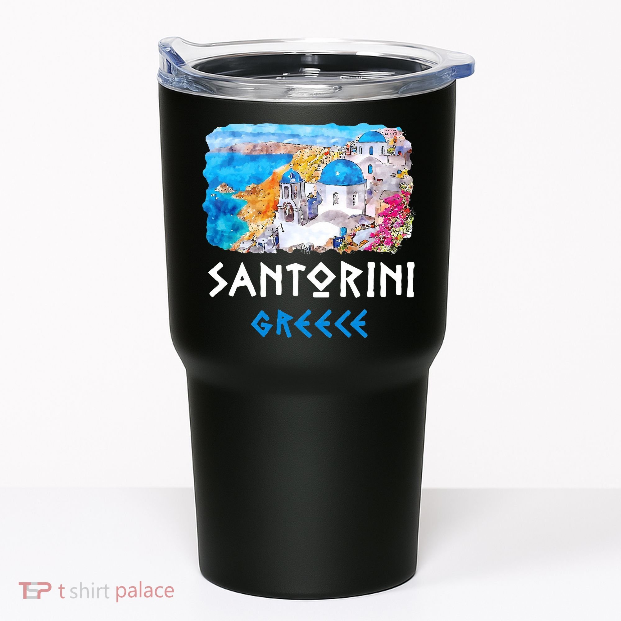 Santorini Greece Painting Souvenir Tumbler